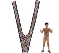 Amazleer String Mankini, maillot de bain en forme de V, classique, drôle Borat Tanga Sous-vêtement de natation, Motif léopard, S-M