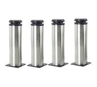 AMAZOM 4 Pièces Pieds De Meubles en Métal Réglables, 2,5"X 2,5" / 64 X 64 Mm Pieds De Rechange en Acier Inoxydable pour Canapé Canapé Armoires Étagères Meubles De Bricolage,12cm