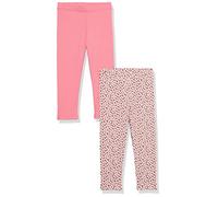 Amazon Aware Legging en Jersey, en Coton élastique Fille, Lot de 2, Rose/Imprimé Fleuri, 8 Ans