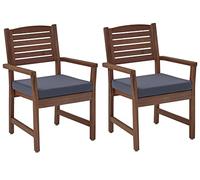 Amazon Aware Lot de 2 chaises d'extérieur rembourrées en bois d'acacia, Finition noyer, Poids maximal supporté 102 kg