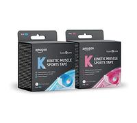 Amazon Basic Care - Bande adhésive de kinésiologie, 5 m x 5 cm, lot de 2 - (Bleue, Rose)
