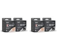 Amazon Basic Care - Bande adhésive de kinésiologie, 5 m x 5 cm, lot de 4 - (1 noire, 1 beige)
