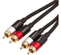 Amazon Basics 2 câbles Audio RCA pour amplificateur, Enceintes Actives ou Caisson de Basse, avec fiches plaquées Or, 4.57 m, Noir
