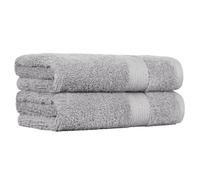 Amazon Basics 2 Hand towel for bathroom, Fade Resistant 100% Cotton, soft absorbent hand towels 2-Pack (50x100 cm), Grey