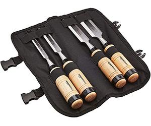 Amazon Basics 4 pièces ciseaux à bois en acier au chrome vanadium manches en et étui de transport, 1/2" - 1.25" (13 à 32 mm)