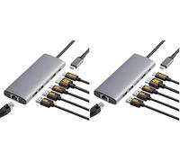 Amazon Basics 6-en-1 3.1 USB Hub, (1 USB-C 100W PD Input, 2 USB-A, 1 USB-C, HDMI 4K, Ethernet), Gris Clair, 11.94 x 4.6 x 1.5cm (Lot de 2)