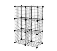 Amazon Basics 6 étagères de rangement empilables cubique en grillage métallique, 66 x 32 x 96.5 cm, noir