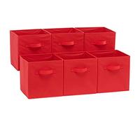 Amazon Basics 6 unités, lot de 1, Foldable Storage Cubes, Tissu, rouge, 26.7 x 26.7 x 28 cm
