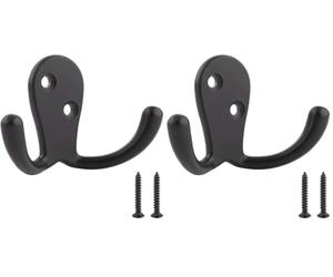 Amazon Basics AB4900-FB-5 Courbé Patère à peignoir, Noir opaque, Irrégulier, 5 pièces (Lot de 2)
