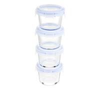 Amazon Basics ABL001 récipient en verre, 120 ml, transparent avec couvercles bleus, lot de 4