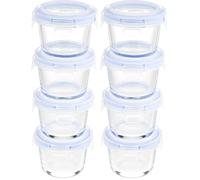 Amazon Basics ABL001 récipient en verre, 120 ml, transparent avec couvercles bleus, lot de 8