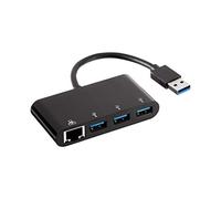 Amazon Basics Adaptateur 3 ports USB 3.0 avec port Ethernet gigabit RJ45 Noir, 3 USB A + 1 RJ45, pour Ordinateurs de bureau, Noir
