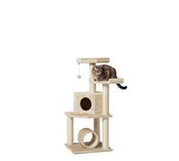 Amazon Basics Arbre à chat en forme de tour avec tunnel et griffoir - 114x49x49 cm (Lot de 1), Beige