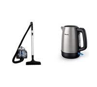Amazon Basics Aspirateur cylindrique sans sac, 1,5L, 700 W [classe énergétique A] & Philips HD9350 / 90 bouilloire (2200 watts, 1,7 litres, en acier inoxydable)