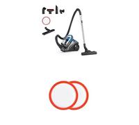 Amazon Basics Aspirateur Traîneau sans Sac 1,7L Compact Léger avec Suceur 3-en-1, Filtre HEPA + 2 Filtres Supplémentaires, 850W, pour Moquettes et Sols Durs, Noir et Bleu