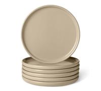 Amazon Basics Assiettes à Dessert en Grès Émaillé, Lot de 6 Pièces, 17cm, Compatible Micro-Ondes et Lave-Vaisselle, Couleur Gris Lin