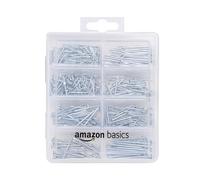 Amazon Basics Assortiment de clous - Avec clous de finition, pointes, clous ordinaires, pointes Brad et clous d’accrochage, 550 pièces