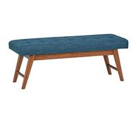 Amazon Basics Banc rembourré moderne avec bouton, pour chambre à coucher, entrée, bois massif, bleu marine, 112 cm