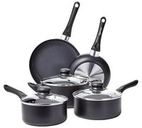 Amazon Basics batterie de cuisine antiadhésive en céramique 8 pièces, casseroles et poêles, noir