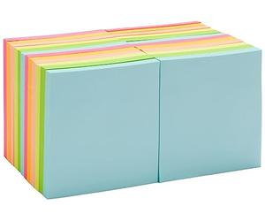 Amazon Basics blocs de notes Carrée adhésives repositionnables,7,6 x 7,6 cm, Lot de 24, couleurs Assortiment
