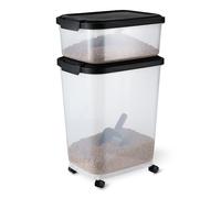 Amazon Basics Boîte de Conservation de Nourriture pour Animaux, contenance, 15.8 kg + 4.5 kg,Transparent et Noir
