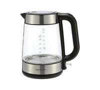 Amazon Basics Bouilloire électrique en verre, 1.7 l, 2200W, Noir, Argenté