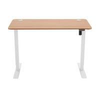 Amazon Basics Bureau assis-debout électrique réglable en hauteur, ergonomique, facile à utiliser, plateau en hêtre et cadre blanc, 120 x 60 cm