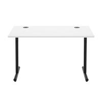 Amazon Basics Bureau de Télétravail, Bureau de Gaming, Bureau pour Ordinateur Avec Passe-Câbles, Plateau de 25mm d’Épaisseur, Montage Moderne et Simple, Cadre Noir, Blanc, 120 x 60 x 73,6cm