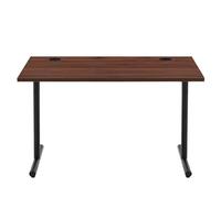 Amazon Basics Bureau de Télétravail, Bureau Peu Encombrant, Bureau pour Ordinateur Avec Passe-Câbles, Plateau de 25mm d’Épaisseur, Montage Moderne et Simple, Cadre Noir, Noyer, 120 x 60 x 73,6cm