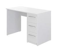 Amazon Basics Bureau d'ordinateur moderne avec 3 tiroirs, montage facile, 56 x 110 x 73,5 cm, blanc