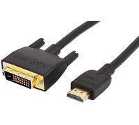 Amazon Basics Câble adaptateur HDMI-A vers DVI (mâle), bidirectionnel 1080p, plaqué or, 1.8 m, pour télévision, noir