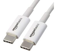 Amazon Basics Câble de Charge Rapide USB-C vers USB-C, débit de 480 Mbit/s, certifié USB-If, pour Apple iPhone 16/15, iPad, MacBook, Samsung Galaxy, tablettes, Ordinateurs Portables, 1.8 m, Blanc