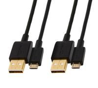 Amazon Basics câble de USB-A vers Micro USB 2.0, Vitesse de Transfert de 480 Mbps, avec connecteurs plaqués Or, Lot de 2, 1.82 m, Noir