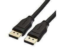 Amazon Basics Câble DisplayPort 8K vers DisplayPort 1.4 avec résolution vidéo 4K à 120 Hz et 8K à 60 Hz, prend en charge la HDR, 1.8 m, Noir