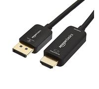Amazon Basics Câble DisplayPort Vers HDMI, Unidirectionnel, 1080p, 1 920 x 1 200, 4K à 60 Hz, 1,8m, Prise Plaquée Or, Noir