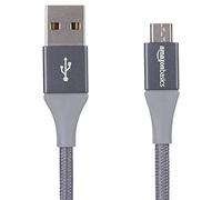 Amazon Basics Câble en nylon à double tressage USB-A 2.0 vers Micro USB, 3 m, Gris foncé