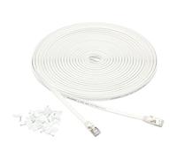 Amazon Basics Câble réseau Internet Ethernet Gigabit plat Cat-7 RJ45, 15.2 m, Blanc