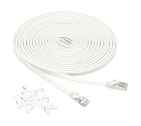 Amazon Basics Câble réseau Internet Ethernet Gigabit plat catégorie 7 RJ45 - 9.1 m, Blanc