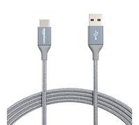 Amazon Basics Câble Tressé en Nylon USB-A->USB-C Charge Rapide, USB 2.0, Vitesse 480Mbps, Certifié USB-IF, pour Apple iPhone 16/15, iPad, Samsung Galaxy, Tablettes, Portables, 3m, Gris Foncé