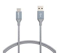 Amazon Basics Câble Tressé Nylon USB-A->USB-C Charge Rapide, USB 2.0, 480Mbps, USB-IF, Charge/Synchronisation, pour Apple iPhone 16/15, iPad, Samsung Galaxy, Tablettes, Portables, 0,9m, Gris Foncé