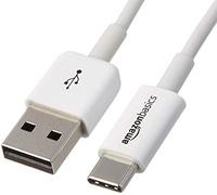 Amazon Basics Câble USB-A->USB-C Câble Charge RapideUSB 2.0, Vitesse Transfert Données de 480Mbps, Certifié USB-IF, pour Apple iPhone 16/15, iPad, Samsung Galaxy, Tablettes, Voitures, 1,8m, Blanc