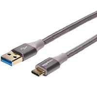 Amazon Basics Câble USB-A->USB-C Charge Rapide, Cordon Nylon Double Tresse USB 3.1 Gen 1, Haut Débit 5Gbps, pour Apple iPhone 16/15, iPad, Samsung Galaxy, Tablettes, Portables, 3m, Gris Foncé