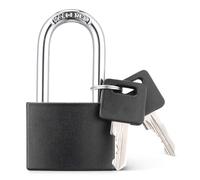 Amazon Basics Cadenas à Anse Longue avec 2 Clés de Rechange, pour Portails, Casiers et Chaînes, Acier Recouvert de Vinyle, 4.3cm de Largeur, Noir