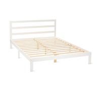 Amazon Basics Cadre de Lit King Size avec Tête de Lit, Pin Massif avec Lattes, 160cm x 200cm, King Size, Blanc