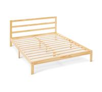 Amazon Basics Cadre de Lit King Size avec Tête de Lit, Pin Massif avec Lattes, 160cm x 200cm, King Size, Pin