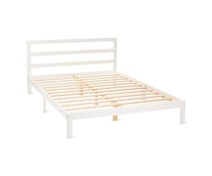 Amazon Basics Cadre de Lit King Size avec Tête de Lit, Pin Massif avec Lattes, 160cm x 200cm, King Size, Blanc