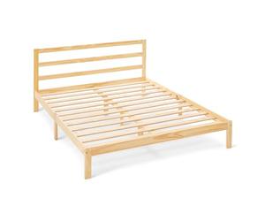 Amazon Basics Cadre de Lit King Size avec Tête de Lit, Pin Massif avec Lattes, 160cm x 200cm, King Size, Pin