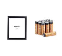Amazon Basics Cadre Photo 20 x 25 cm Noir Lot de 5 & Lot de 12 Piles alcalines Type AA 1,5 V 2875 mAh (Design Variable)