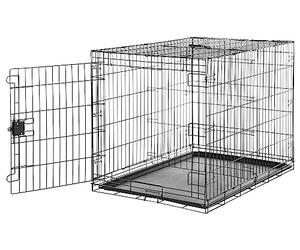 Amazon Basics Cage pour chien Durable, Pliable en fil métallique avec plateau, Porte simple, 106.7 x 71.1 x 76.2 cm (L x W x H), Noir