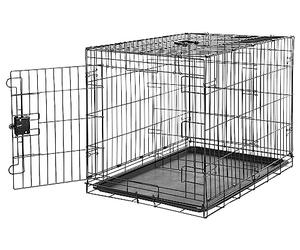 Amazon Basics Cage pour chien Durable,Pliable en fil métallique avec plateau, Porte simple, L 91 x l 58 x H 64 cm, Noir